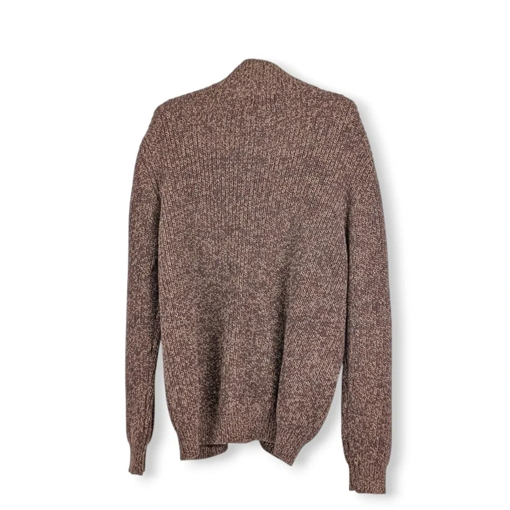 LL Bean Full Zip‎ Cardigan Sweater Mens Large Brown Chunky Knit Gorp GrandpaCore